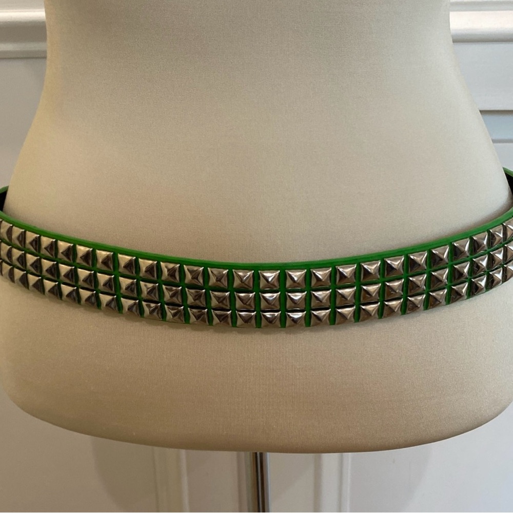 TILT Y2k Bright Green Studded Belt punk rock grunge retro Streetwear - Picture 3 of 6